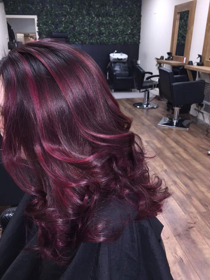 long purple highlight hair